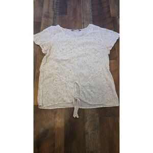 Katies Shirt Sz 10 White Yellow Floral Top Viscose Dainty Feminine Cottagecore